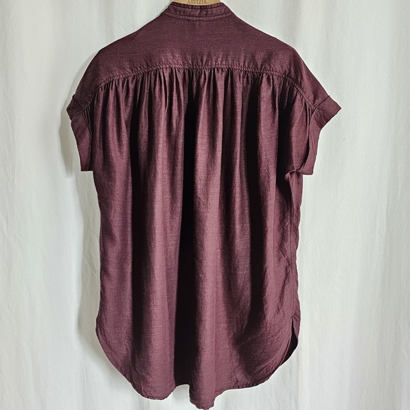 🇨🇦 Aritzia Wilfred Cabernet Wine Button-Up Bertillion Blouse - Picture 3 of 16
